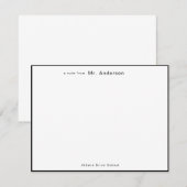 Professionele Eenvoudige Zwarte rand Leraren plat Notitiekaartje (Voorkant / Achterkant)