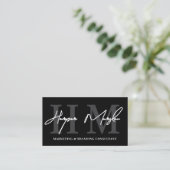 Professionele Eenvoudige Zwarte Witte Monogram Visitekaartje (Staand voorkant)