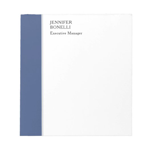 Professionele effen minimalistische moderne blauw notitieblok (Voorkant)