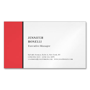 Professionele effen minimalistische moderne rood w magnetisch visitekaartje