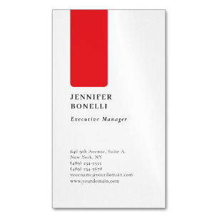 Professionele effen minimalistische moderne rood w magnetisch visitekaartje