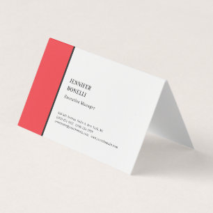 Professionele effen minimalistische moderne rood w visitekaartje