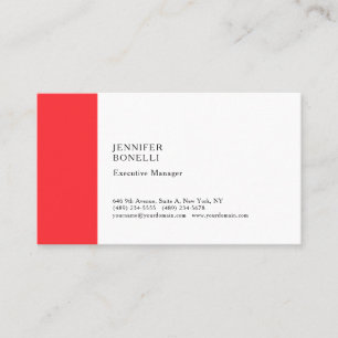 Professionele effen minimalistische moderne rood w visitekaartje