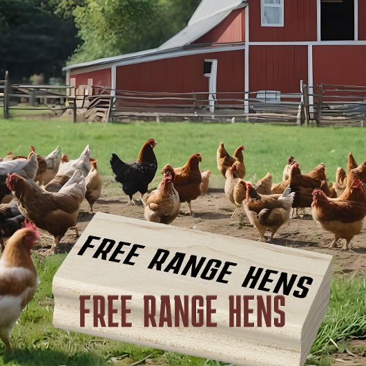 Professionele Ei Karton Stamp FREE RANGE HENS Rubberstempel