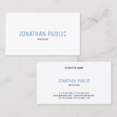 Professionele Elegant Blauw Wit Eenvoudige Sjabloo Visitekaartje (Voorkant / Achterkant)