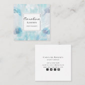 Professionele Elegant blauwe Waterverf penseelstre Vierkante Visitekaartje (Voorkant / Achterkant)