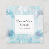 Professionele Elegant blauwe Waterverf penseelstre Vierkante Visitekaartje (Voorkant)