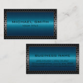 Professionele Elegant Blue Metal Border Visitekaartje (Voorkant / Achterkant)