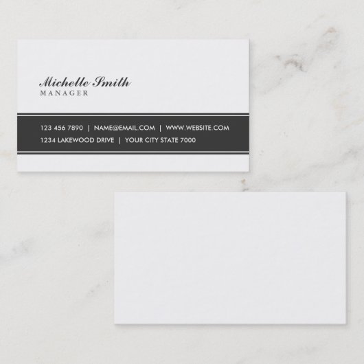 Professionele elegant eenvoudig zwart-wit visitekaartje (Voorkant / Achterkant)