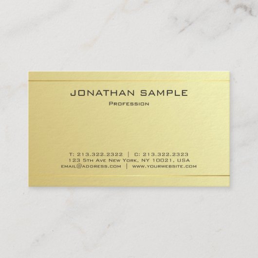 Professionele Elegant Gold Look minimalistische lu Visitekaartje (Voorkant)