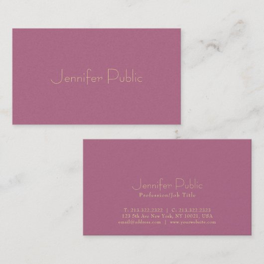 Professionele Elegant Roos Pearl Finish Luxury Visitekaartje (Voorkant / Achterkant)