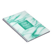 Professionele Elegant Turquoise Marble met naam Notitieboek (Rechterzijde)
