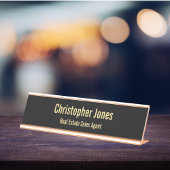 Professionele Elegant Zwart Faux Goud Kantoor Tite Bureau Naambordje