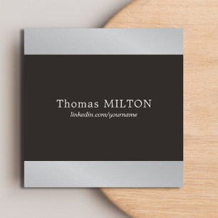 Professionele Elegant Zwart Faux Zilver Consultant Vierkante Visitekaartje