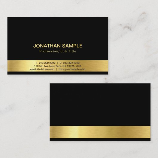 Professionele Elegant Zwart Goud Zijde Afwerking L Visitekaartje (Voorkant / Achterkant)