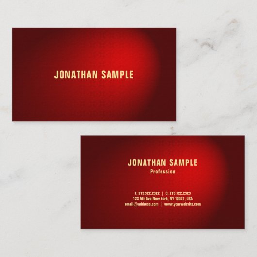 Professionele Elegant Zwart Rood Damask Sjabloon Visitekaartje (Voorkant / Achterkant)