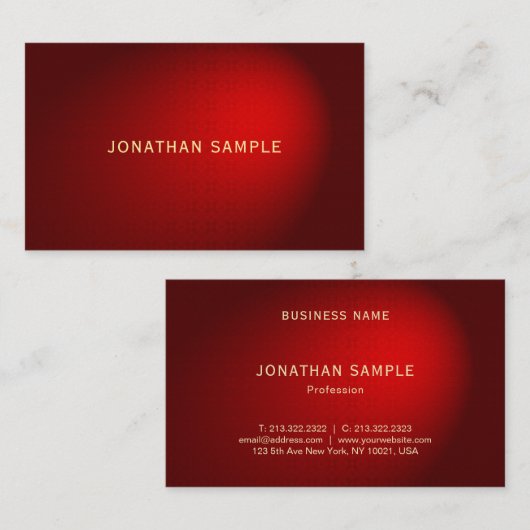 Professionele Elegant Zwart Rood Damask Sjabloon Visitekaartje (Voorkant / Achterkant)