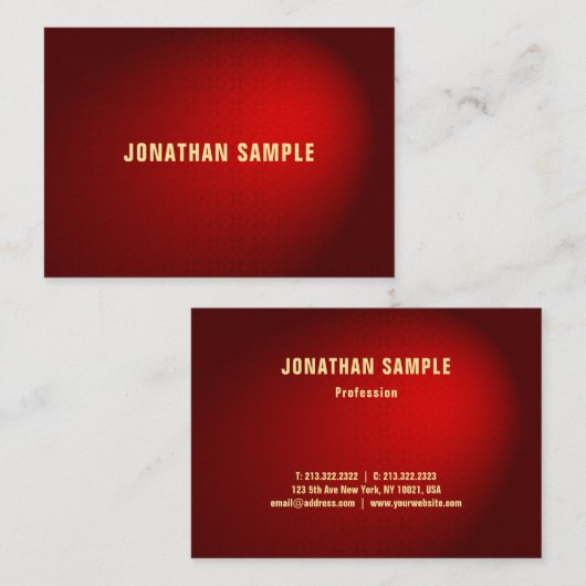 Professionele Elegant Zwart Rood Damast Sjabloon T Visitekaartje (Voorkant / Achterkant)