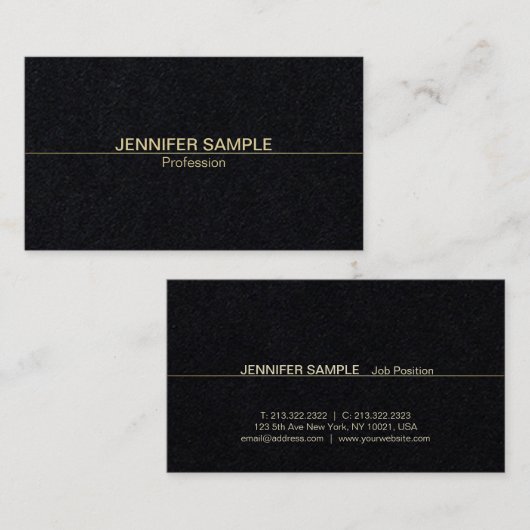 Professionele Elegant Zwart Wit Goud Luxe Visitekaartje (Voorkant / Achterkant)