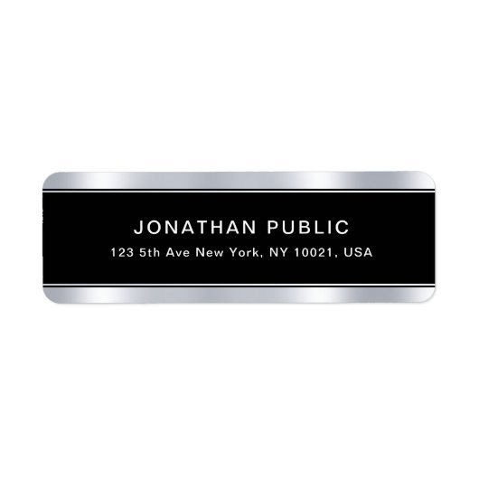 Professionele Elegant Zwart Zilver Sjabloon Modern Etiket (Voorkant)
