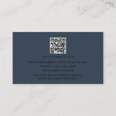 Professionele Elegante Blauw Gouden Monogram QR Co Visitekaartje (Achterkant)