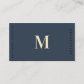 Professionele Elegante Blauw Gouden Monogram QR Co Visitekaartje (Voorkant)