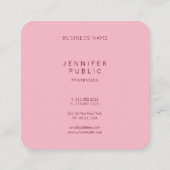 Professionele elegante Bleke roze minimalistische  Vierkante Visitekaartje (Achterkant)