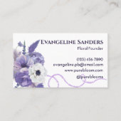 Professionele Elegante Bloemen Paarse Witte Bloeme Visitekaartje (Voorkant)