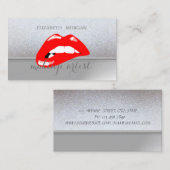 Professionele Elegante Chic Glitterige, Rode Lippe Visitekaartje (Voorkant / Achterkant)
