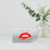 Professionele Elegante Chic Glitterige, Rode Lippe Visitekaartje (Staand voorkant)