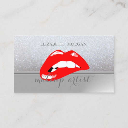 Professionele Elegante Chic Glitterige, Rode Lippe Visitekaartje (Voorkant)