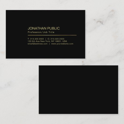 Professionele elegante Creative Black Simple Plain Visitekaartje (Voorkant / Achterkant)
