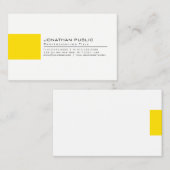 Professionele elegante Creative White Yellow Plain Visitekaartje (Voorkant / Achterkant)