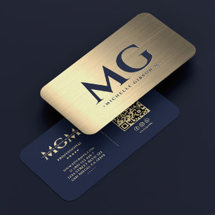Professionele Elegante Dark Navy Faux Gold Modern Visitekaartje