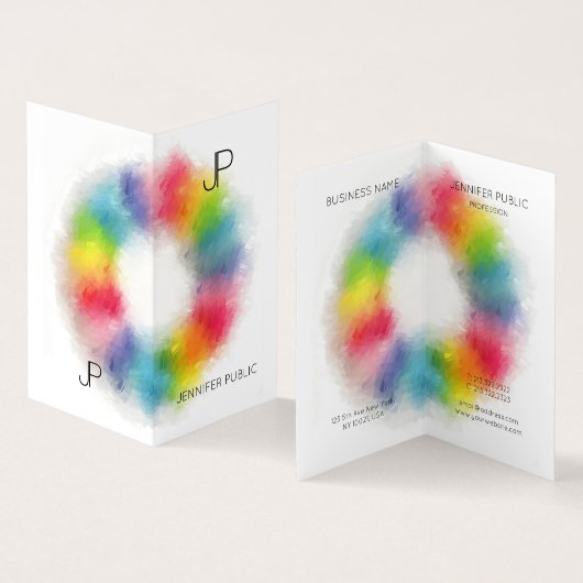 Professionele elegante eenvoudige moderne monogram visitekaartje (Binnen en buitenkant)