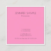 Professionele elegante eenvoudige Sjabloon Roze Mo Vierkante Visitekaartje (Achterkant)