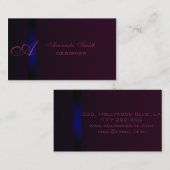 Professionele elegante effen fluwelen monogram visitekaartje (Voorkant / Achterkant)