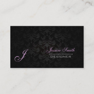 Professionele elegante effen monogram damast zwart visitekaartje
