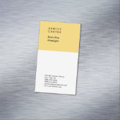 Professionele elegante gele witte vlakke minimalis magnetisch visitekaartje (Voorbeeld)