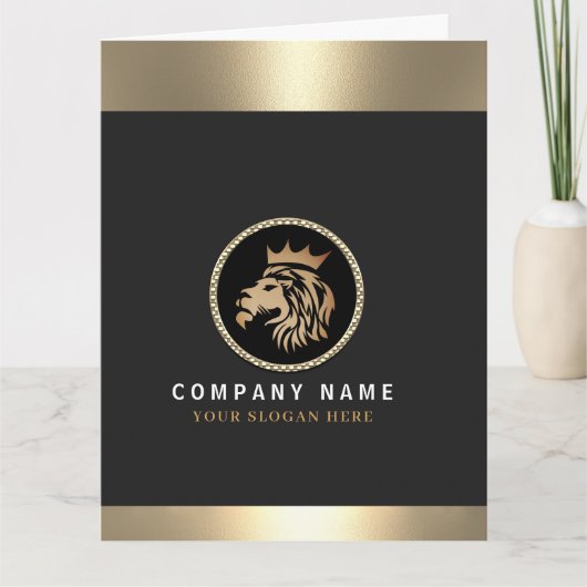 Professionele Elegante Gouden Leeuw Logo Kaart (Voorkant)