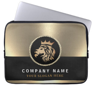 Professionele Elegante Gouden Leeuw Logo Laptop Sleeve
