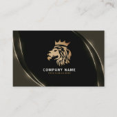 Professionele Elegante Gouden Leeuw Logo Visitekaartje (Voorkant)