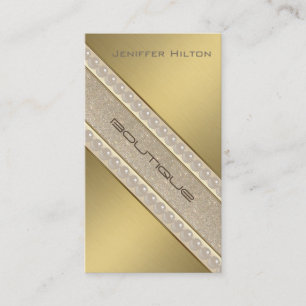 Professionele elegante gouden look glittery parels visitekaartje