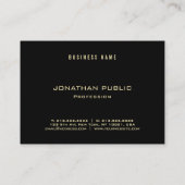 Professionele Elegante Gouden Tekst Zwarte Sjabloo Visitekaartje (Achterkant)