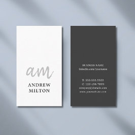 Professionele Elegante GrijsWit Monogram Adviseur Visitekaartje