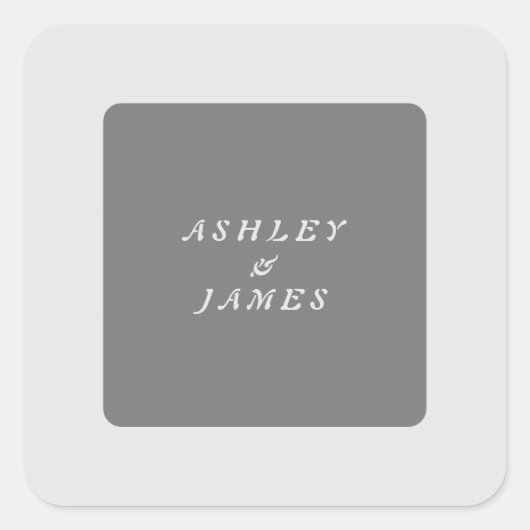 Professionele elegante grijze vlakke minimalistisc vierkante sticker (Voorkant)