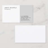 Professionele Elegante Grijze Witte Moderne Sjablo Visitekaartje (Voorkant / Achterkant)