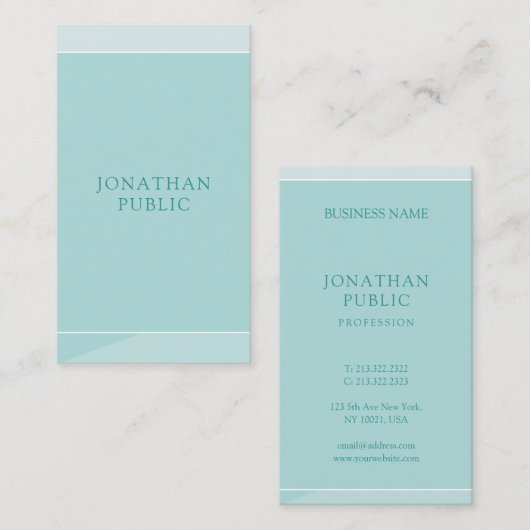 Professionele Elegante Groene Eenvoudige Sjabloon  Visitekaartje (Voorkant / Achterkant)