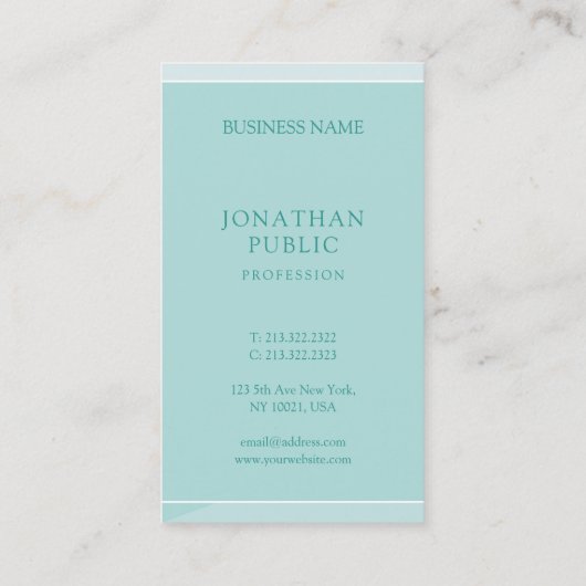 Professionele Elegante Groene Eenvoudige Sjabloon  Visitekaartje (Achterkant)