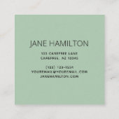 Professionele elegante groene kaart vierkante visitekaartje (Achterkant)